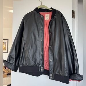 We The Free Vegan Leather Jacket with Red Interior